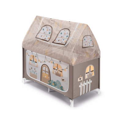 Patut pliant voiaj cu doua niveluri de inaltime, ultraportabil pentru copii "Daily Dolci Sogni", usor de transportat, ideal pentru calatorii, material rezistent cu protectii laterale si saltea inclusa