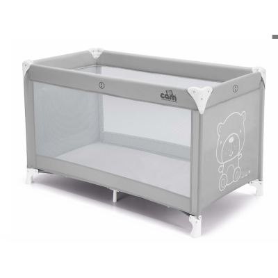 Patut pliant voiaj ultraportabil pentru copii "Sonno", usor de transportat, ideal pentru calatorii, material rezistent cu protectii laterale si saltea inclusa, Gri