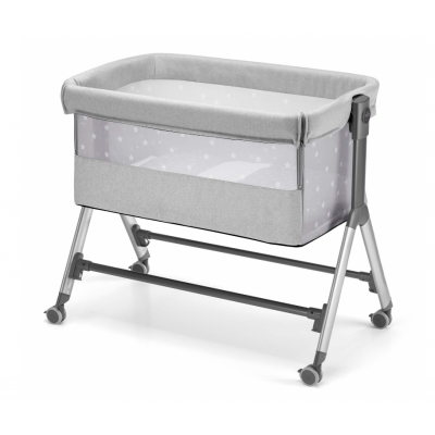 Patut, Sempreconte, co-sleeper 2 in 1, Cu laterala culisanta, Cu setare unghiulara, Cu roti, Reglabil in 8 pozitii pe inaltime, Gri