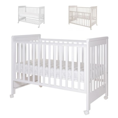 Treppy Patut co-sleeping 120x60 cu laterala culisanta si roti Dreamy Plus Alb