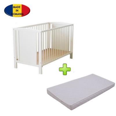 Patut din lemn de fag alb Kidscare + Saltea Fibra Cocos 120x60x10 (cm)