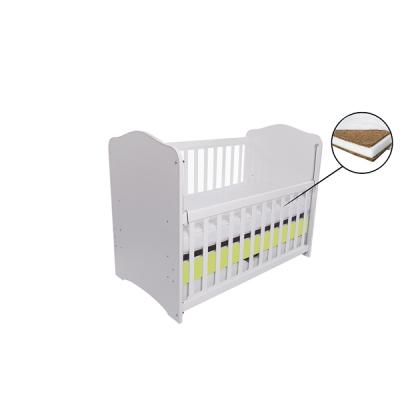 Patut Vessanti Como Culisant Cu Sertar - Alb Cu Verde + Saltea Cocos 7 Cm