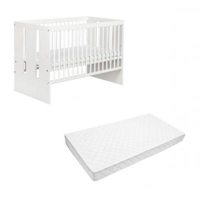 Patut fara sertar KLUPS Paula Alb + Saltea 8 MyKids Confort II