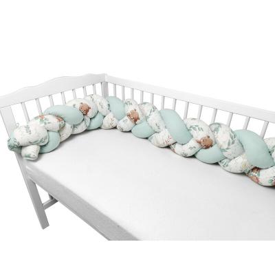 MimiNu - Protectie laterala pentru patut bebe, Tip Bumper impletit, Din bumbac, Din materiale certificate Oeko Tex Standard 100, Lungime 220 cm, Lulu Natural