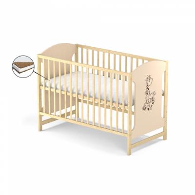 Patut fara sertar VESSANTI MILO GIRAFA - Crem cu Natur + Saltea cocos 10 cm