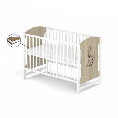 Patut fara sertar VESSANTI MILO GIRAFA - Stejar cu alb + Saltea Cocos 10 cm