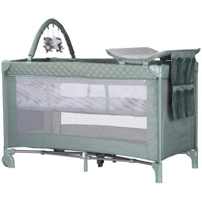 Patut pliabil cu saltea de infasat Chipolino Luna basil