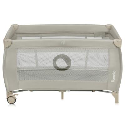 Patut pliant, Lionelo, Stefi Plus, Cu doua nivele, Cu intrare laterala cu fermoar, 2 roti, 120 x 60 cm, Conform cu standardul european de securitate EN 716, Bej