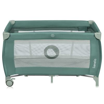 Patut pliant, Lionelo, Stefi Plus, Cu doua nivele, Cu intrare laterala cu fermoar, 2 roti, 120 x 60 cm, Conform cu standardul european de securitate EN 716, Verde Olive