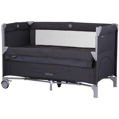 Patut pliabil Chipolino Relax anthracite linen cu laterala culisanta