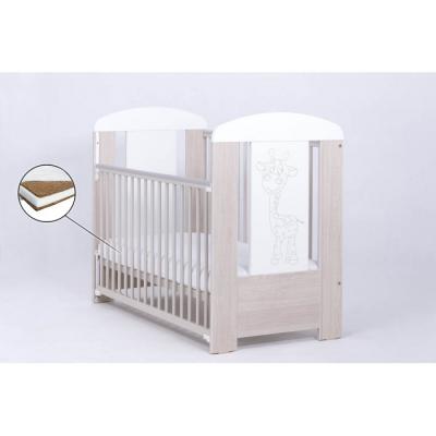 Patut Drewex Giraffe Culisant - Natur Cu Alb + Saltea Cocos 8 Cm