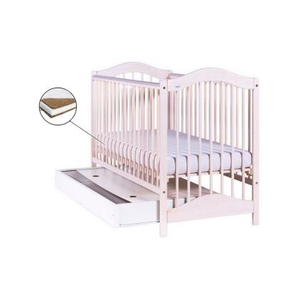 Patut Drewex Jagoda Cu Sertar - Alb Transparent + Saltea Cocos 8 Cm